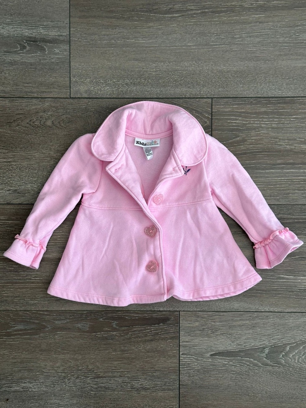 Kids Headquarters Pink Pea Coat with Heart Buttons